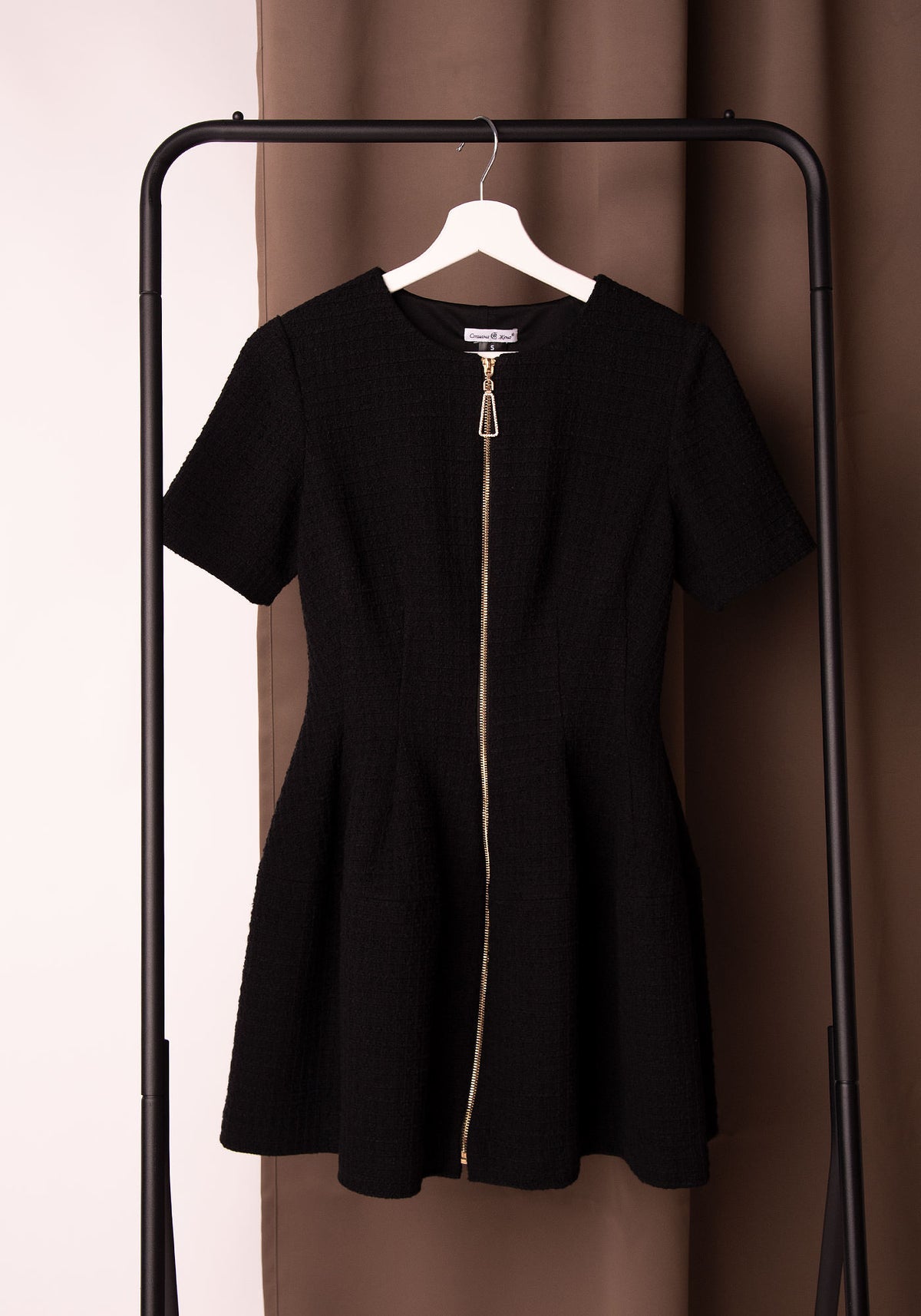 Black Tweed Fit & Flare Mini Dress