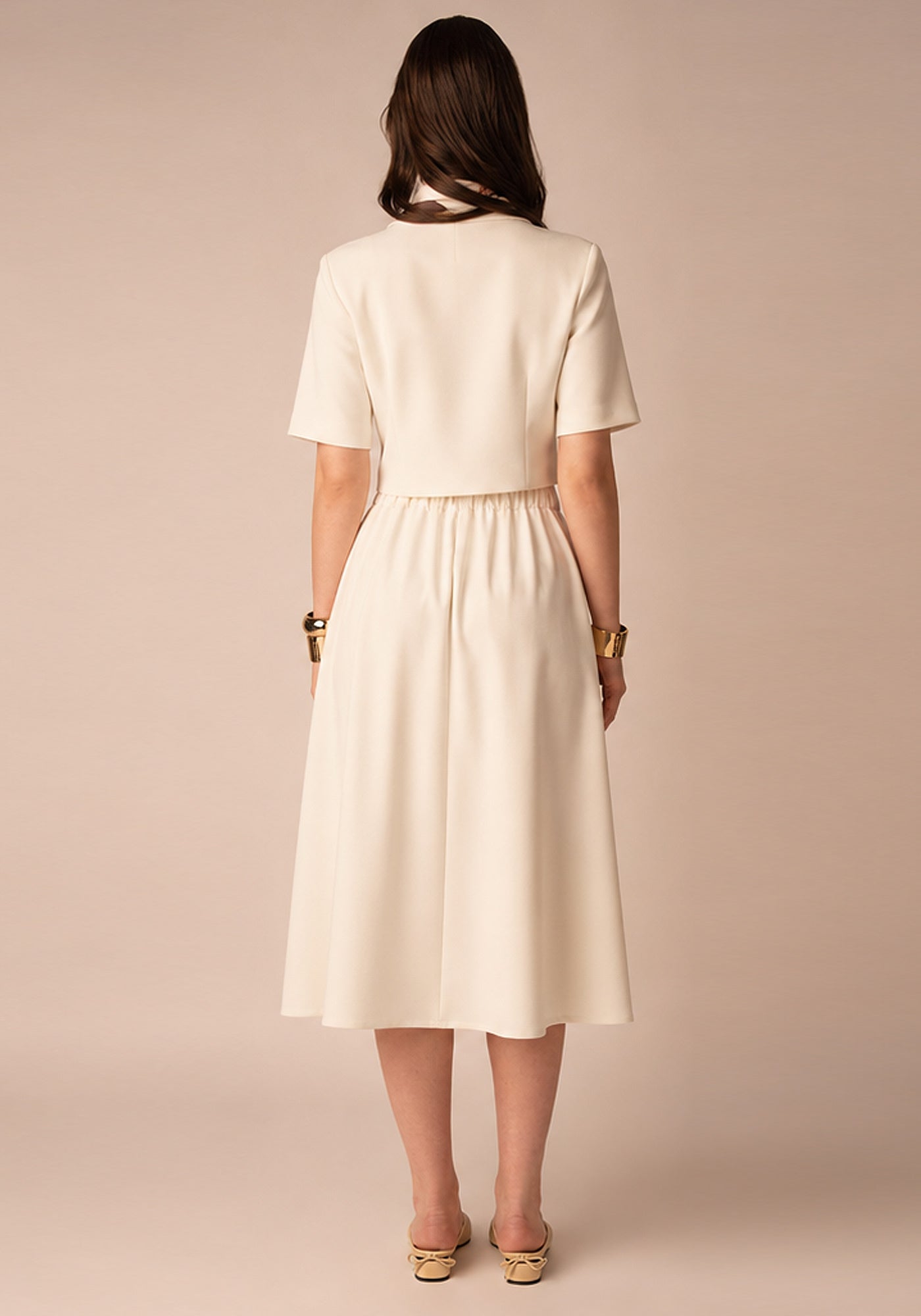 Women's Flared Midi Skirt in Ecru