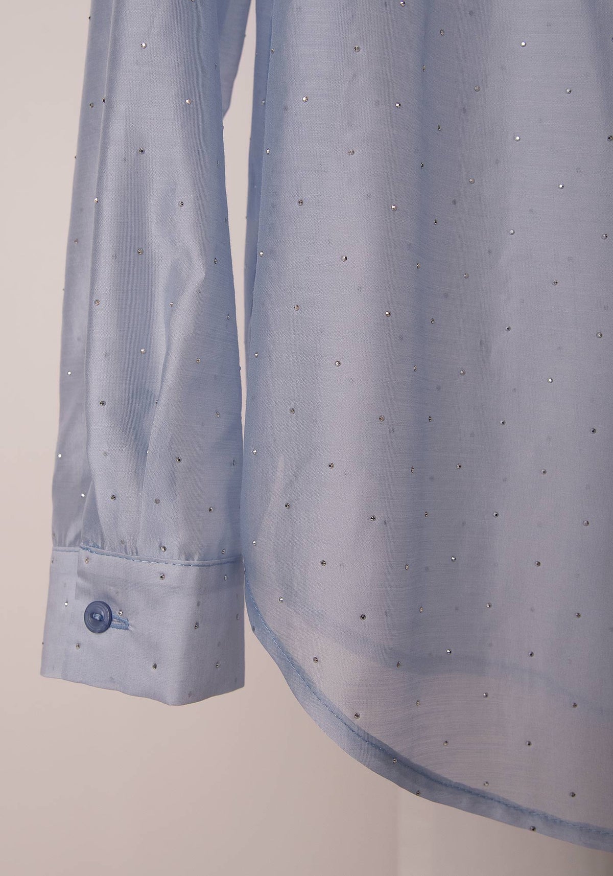 Sheer Glow Embellished Shirt in Sky blue