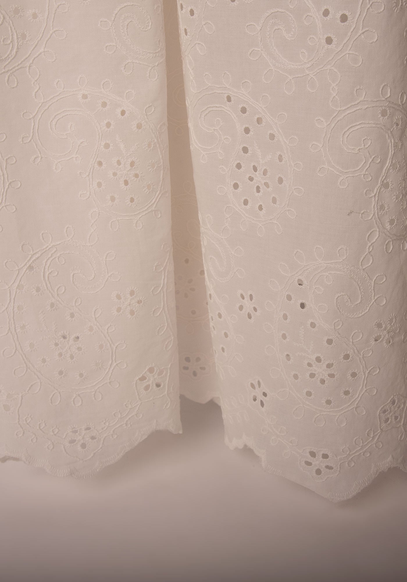 Embroidered Cotton Midi Dress in Ecru