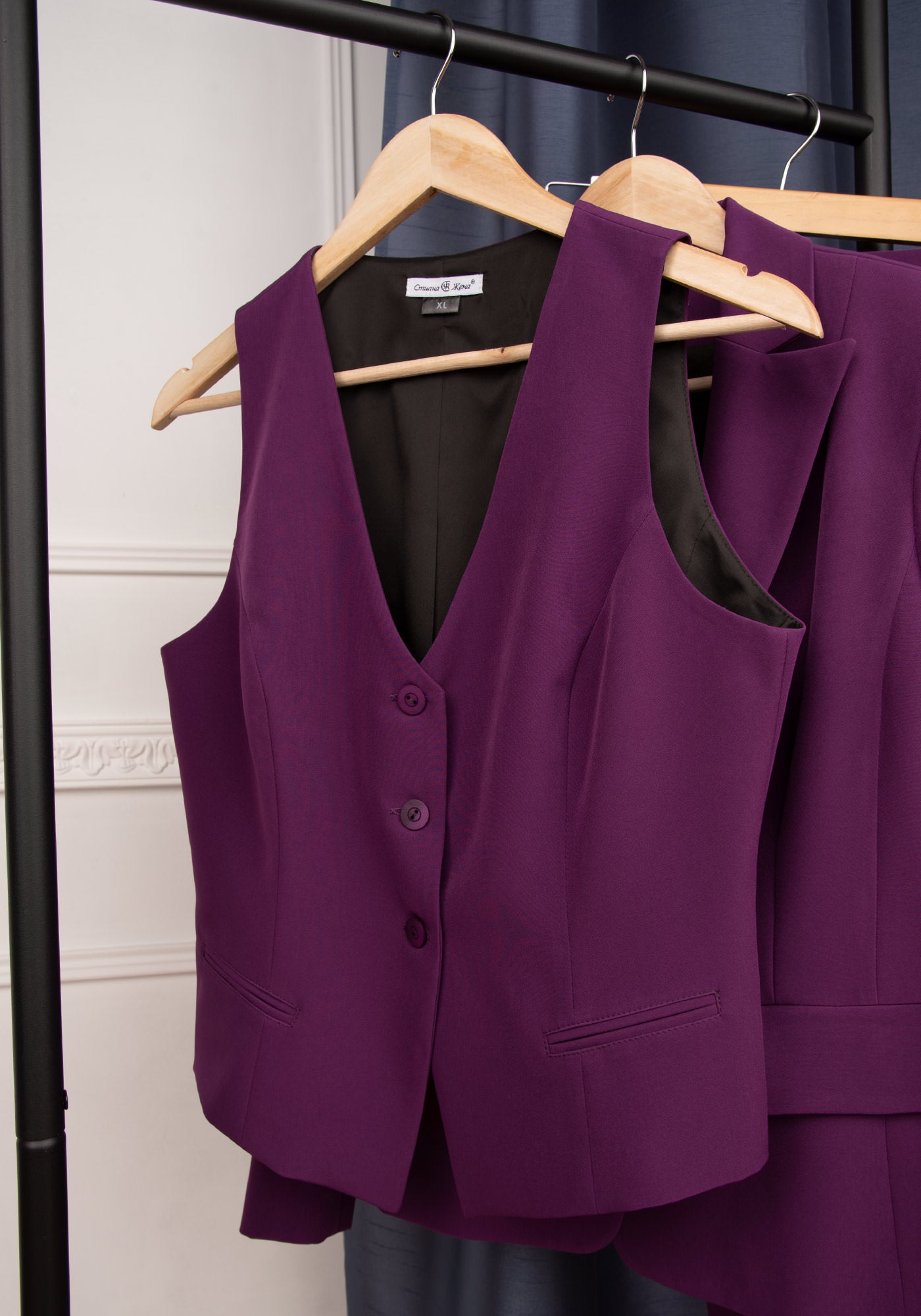 Single Breasted Tailored Women's Vest in Midnight Purple