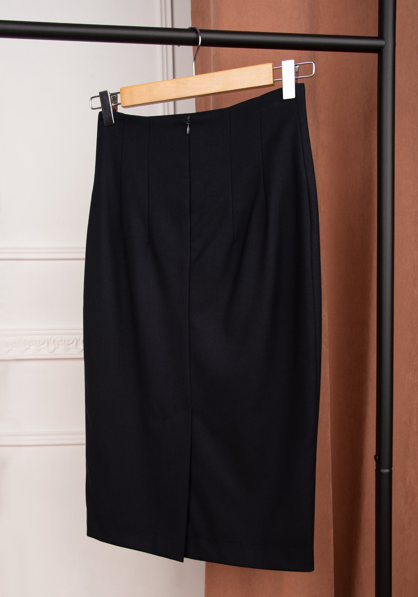 High Waisted Pencil Skirt in Navy