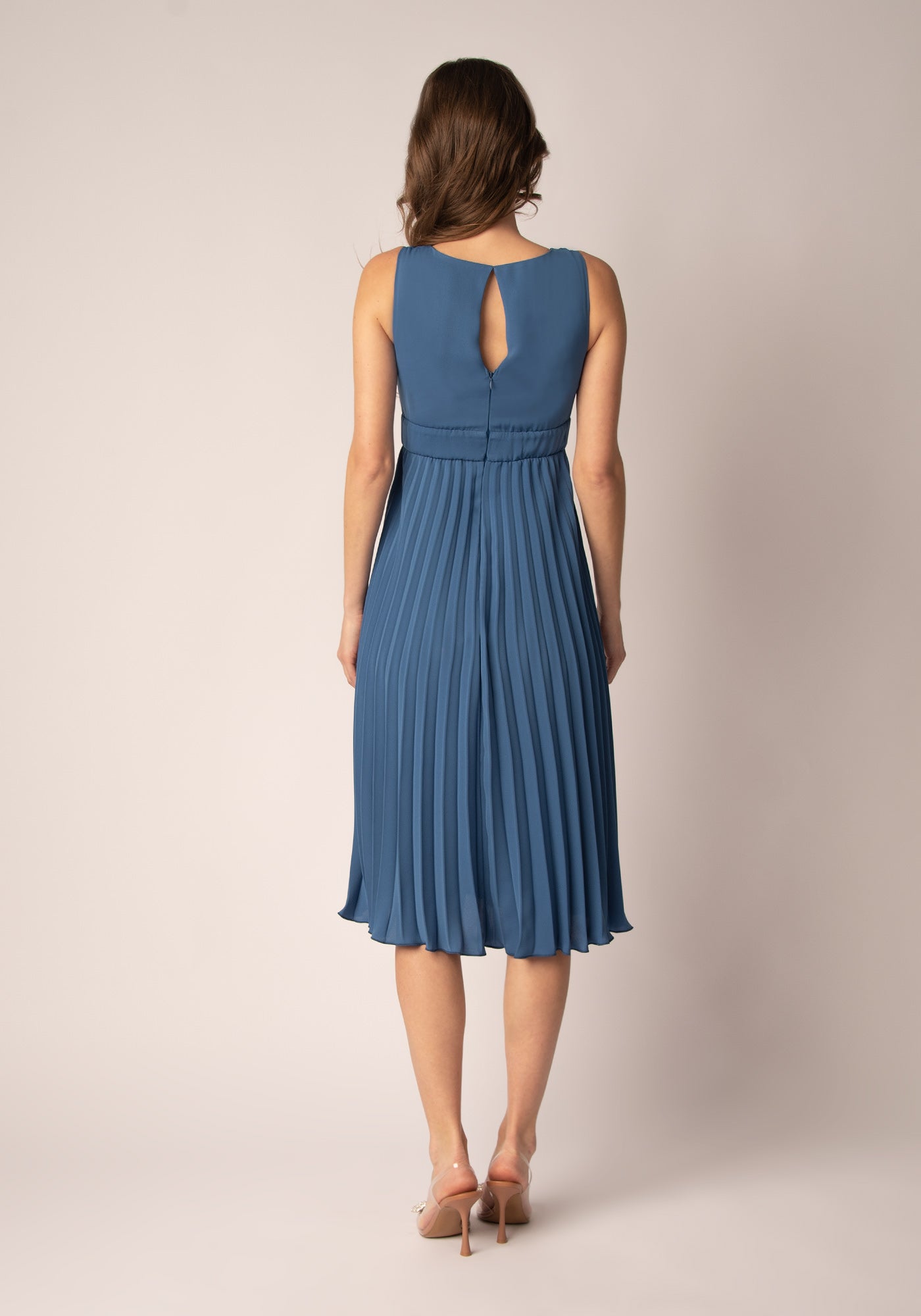 Midi Dress with Soleil pleats in Blue