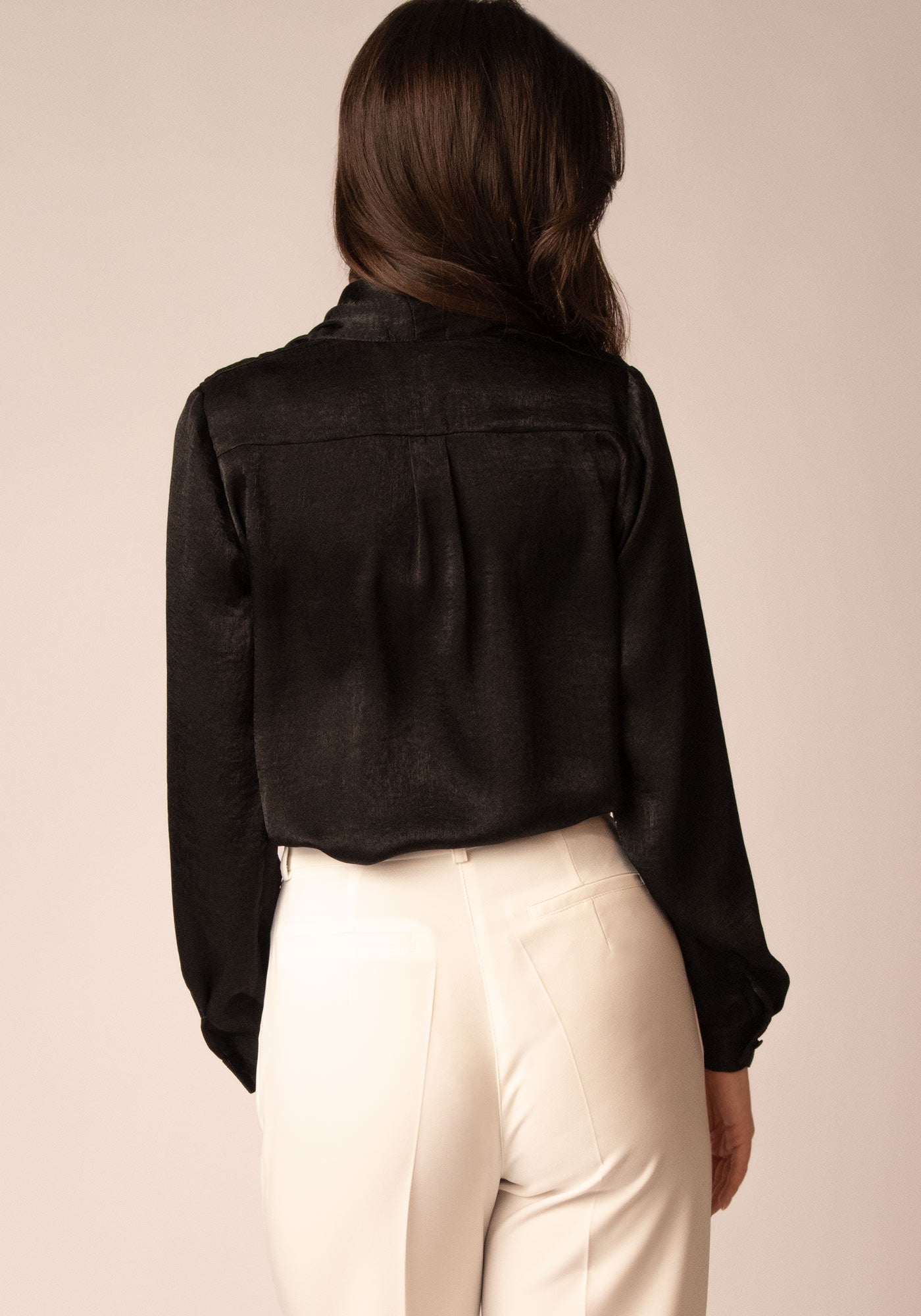 Wrap Front Women's Bodysuit Shirt in Black