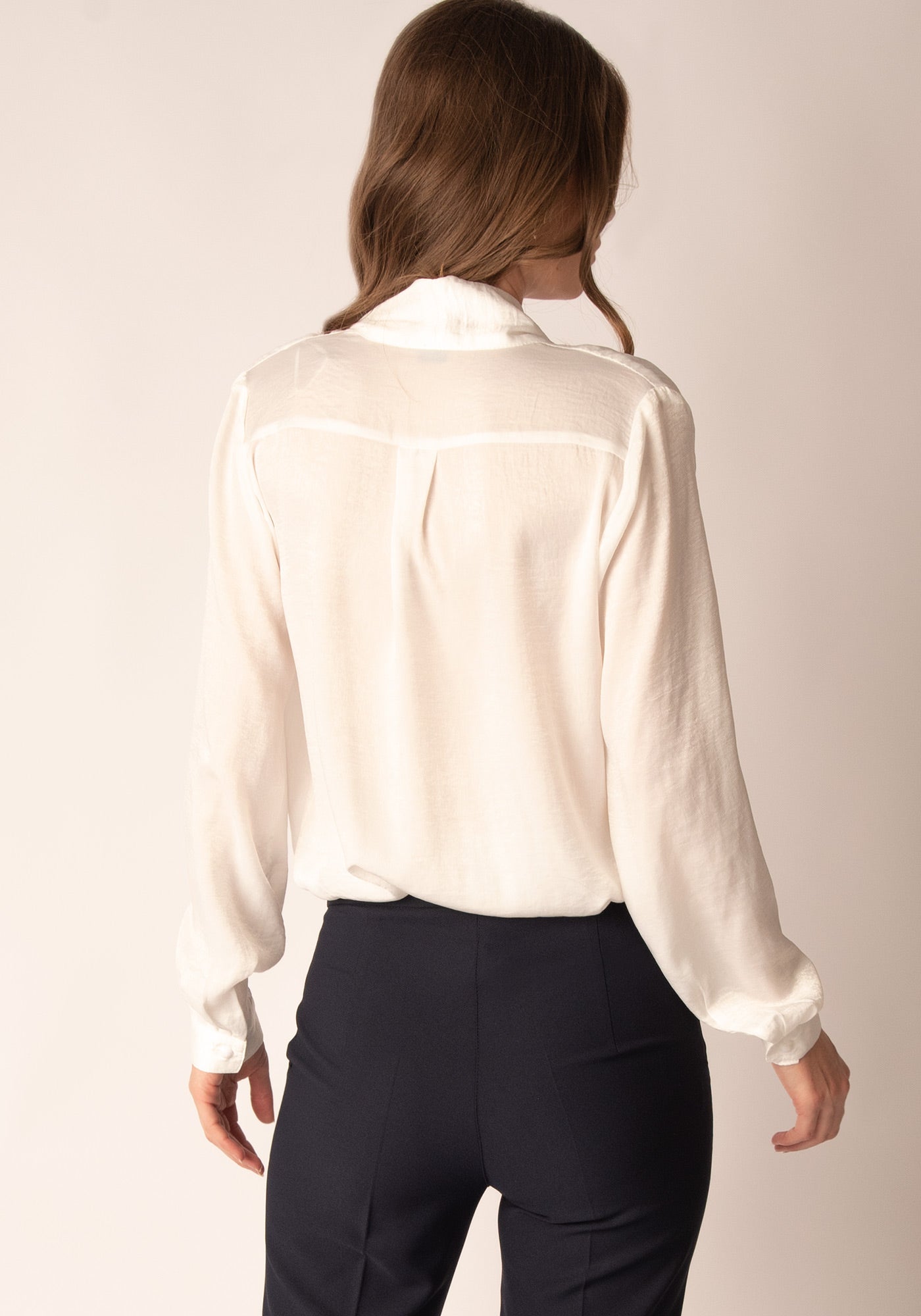 Wrap Front Women's Bodysuit Shirt in Ecru