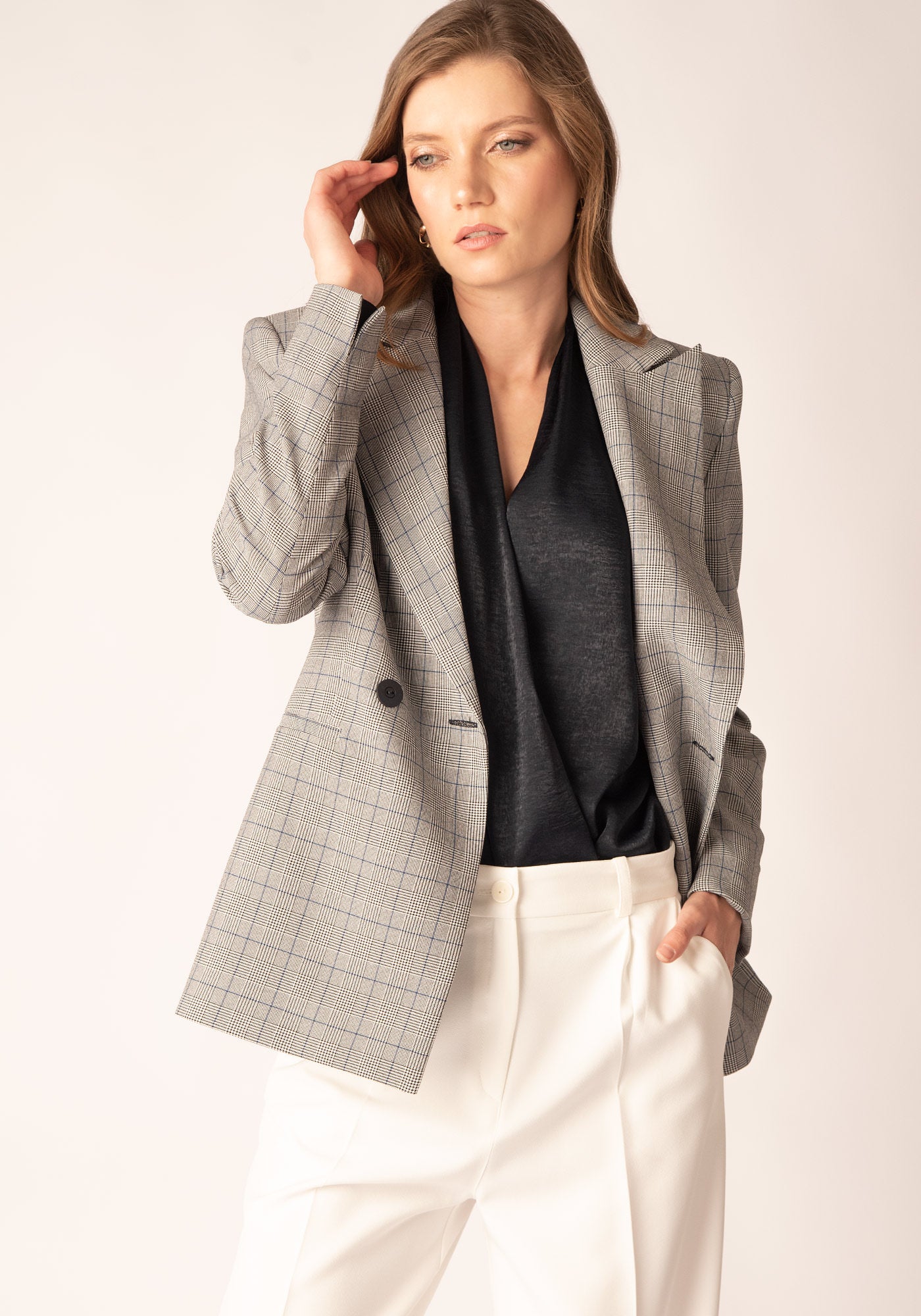 Дамска Риза - Боди Прегърни ме от Сатен в Тъмносиньо