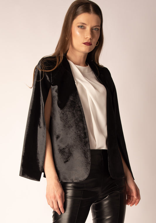 Women's Cape Blazer in Black velvet