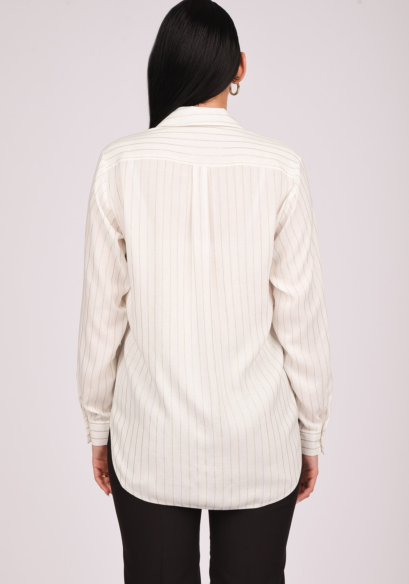 Women's Relaxed fit Shirt in Silver Pinstripe White