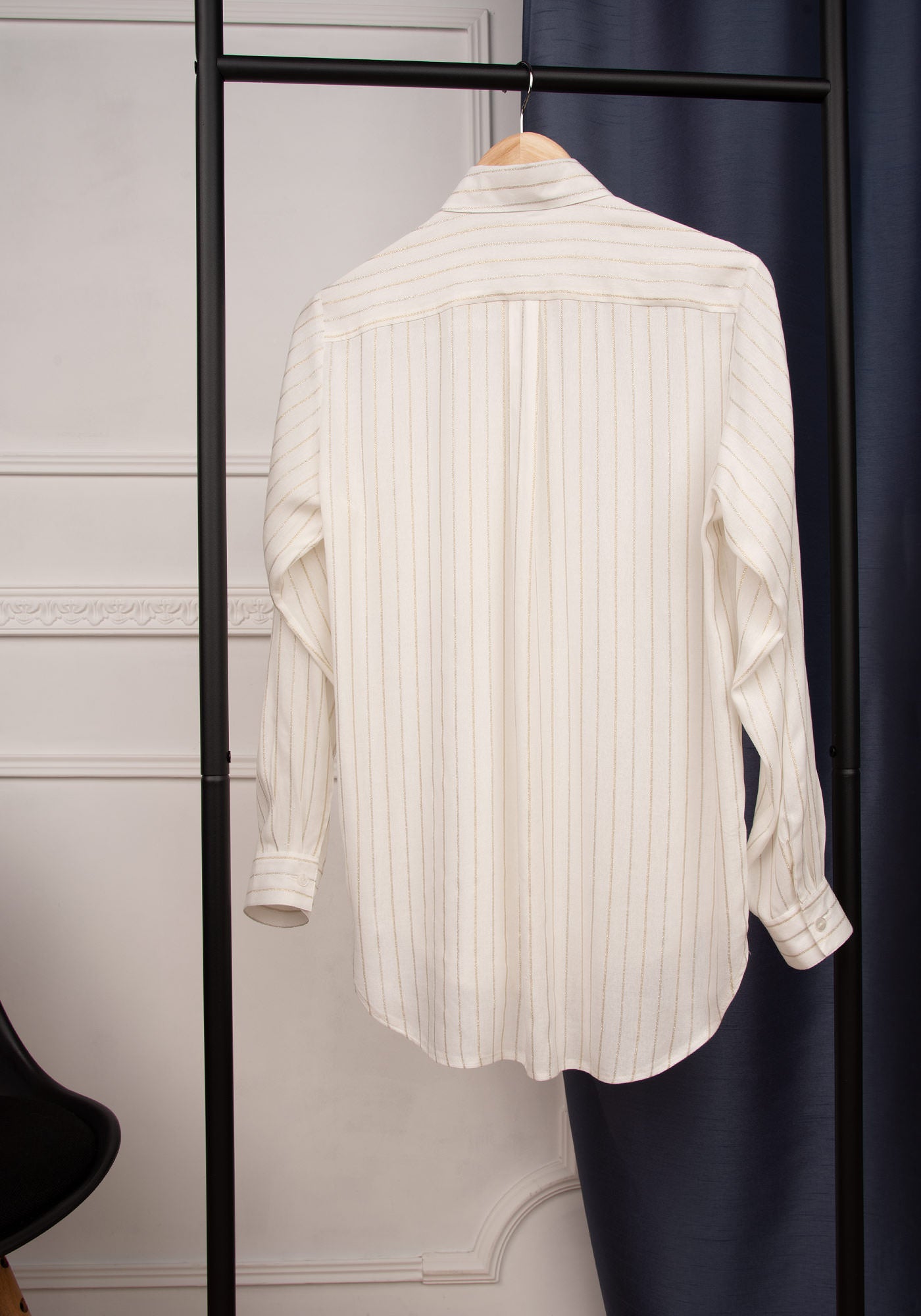 Women's Relaxed fit Shirt in Silver Pinstripe White