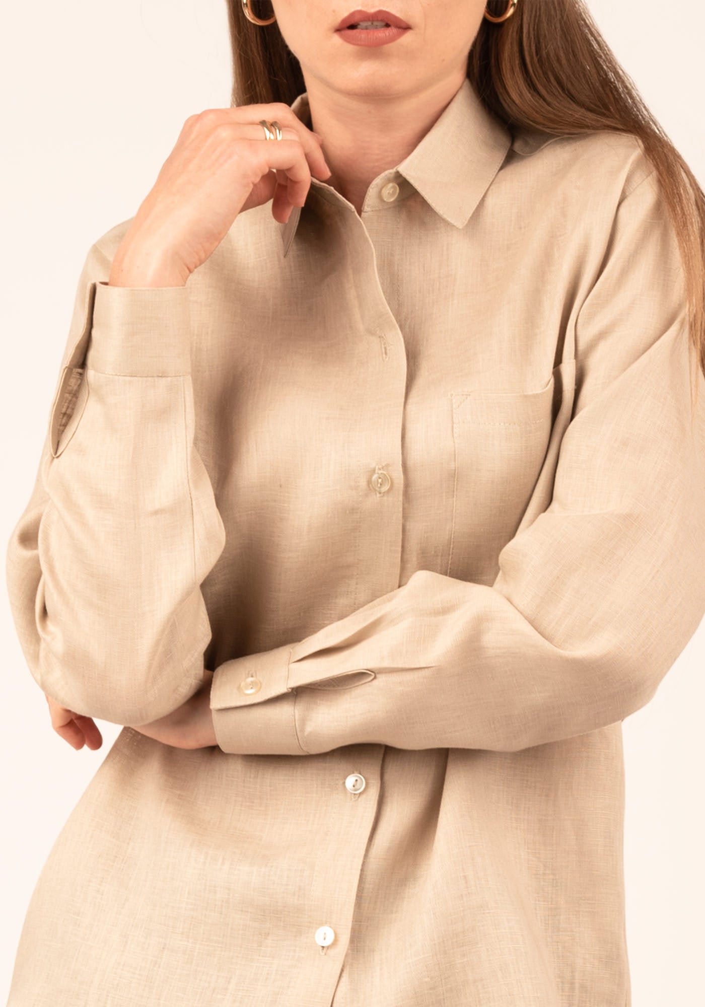 Women's Relaxed fit Linen Shirt in Beige