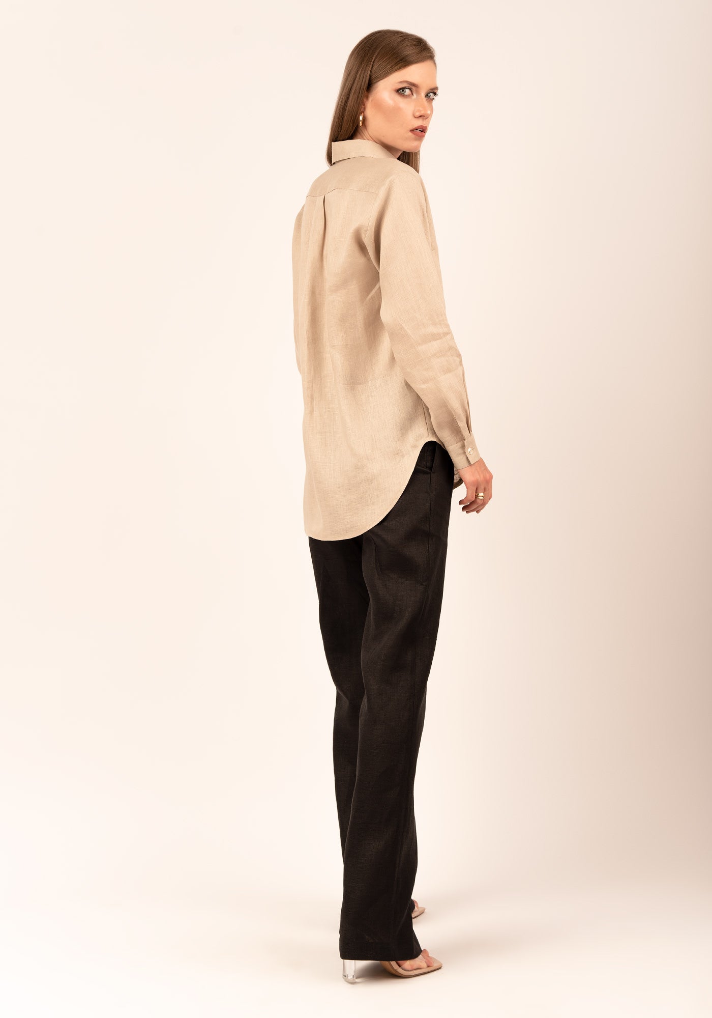 Women's Relaxed fit Linen Shirt in Beige