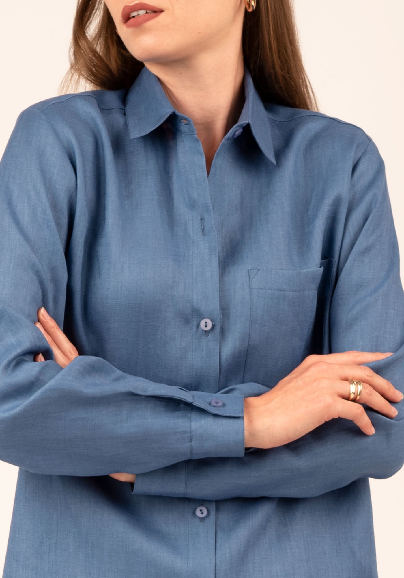 Women's Relaxed fit Linen Shirt in Blue