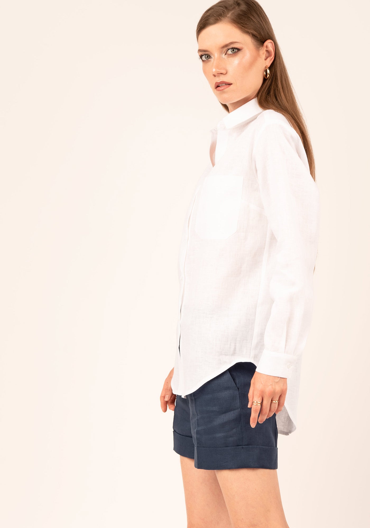 Women's Relaxed fit Linen Shirt in White