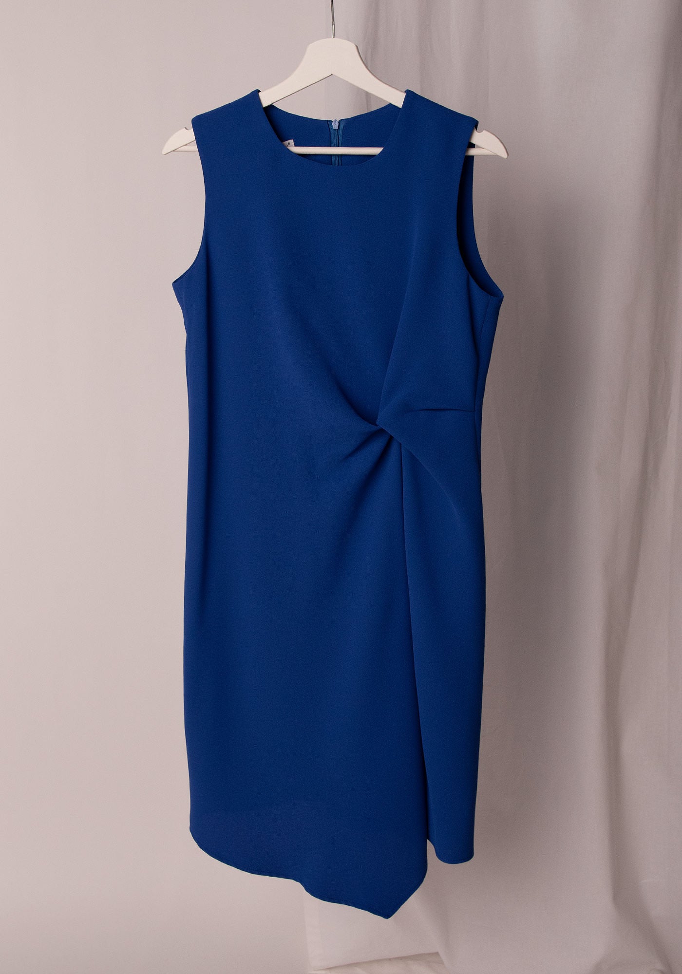 Draped A-line Midi Dress in Royal blue