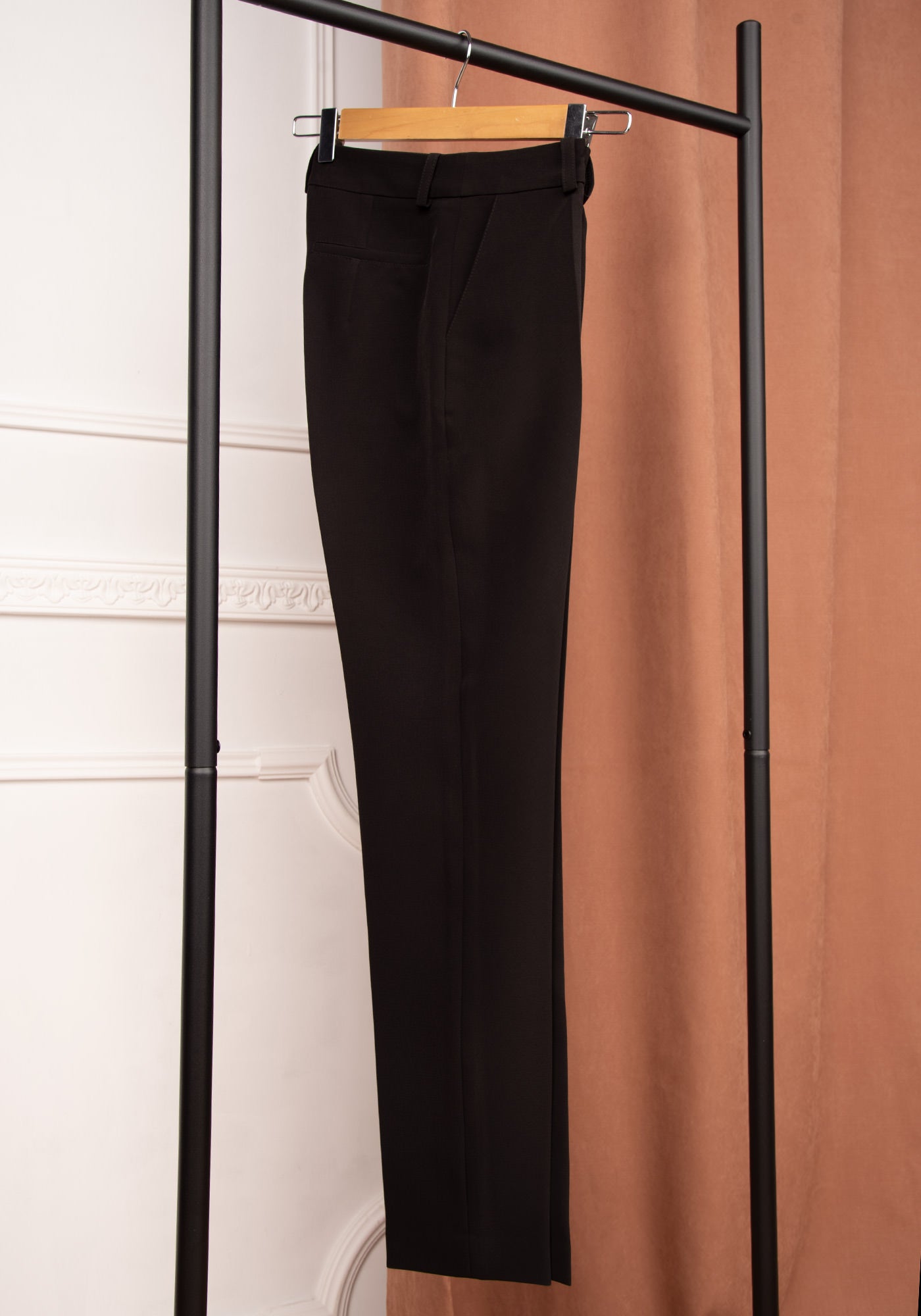 Women's High Waisted Slim Leg Trousers in Black