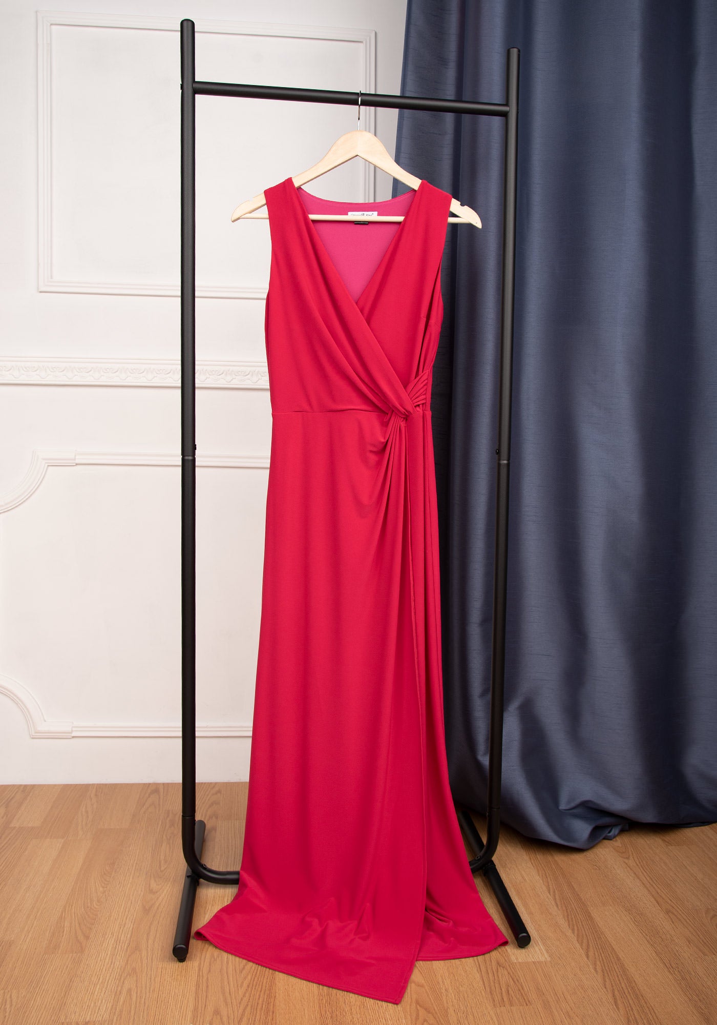 Knitted Gown with Enchanting Drapery in Magenta
