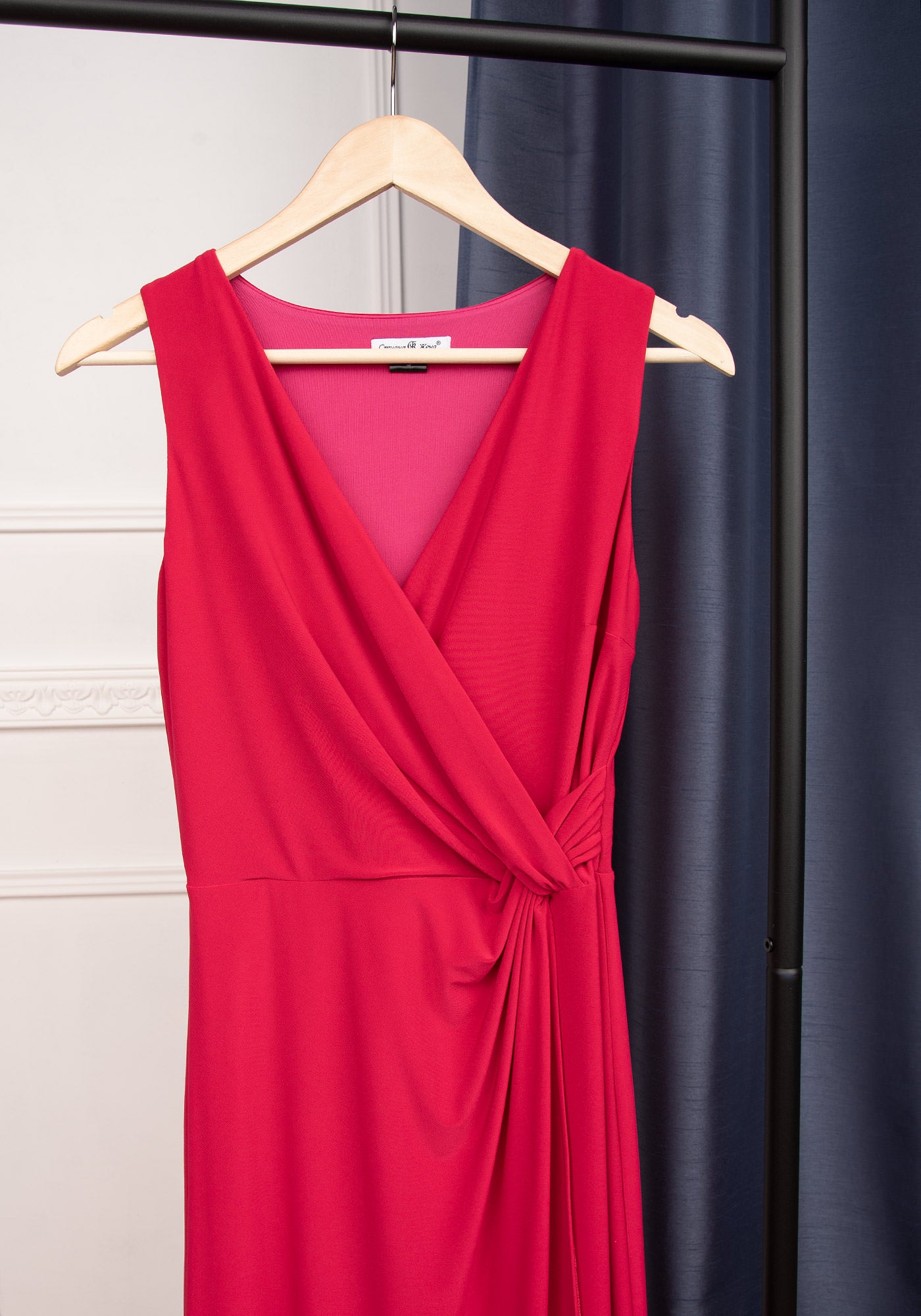 Knitted Gown with Enchanting Drapery in Magenta