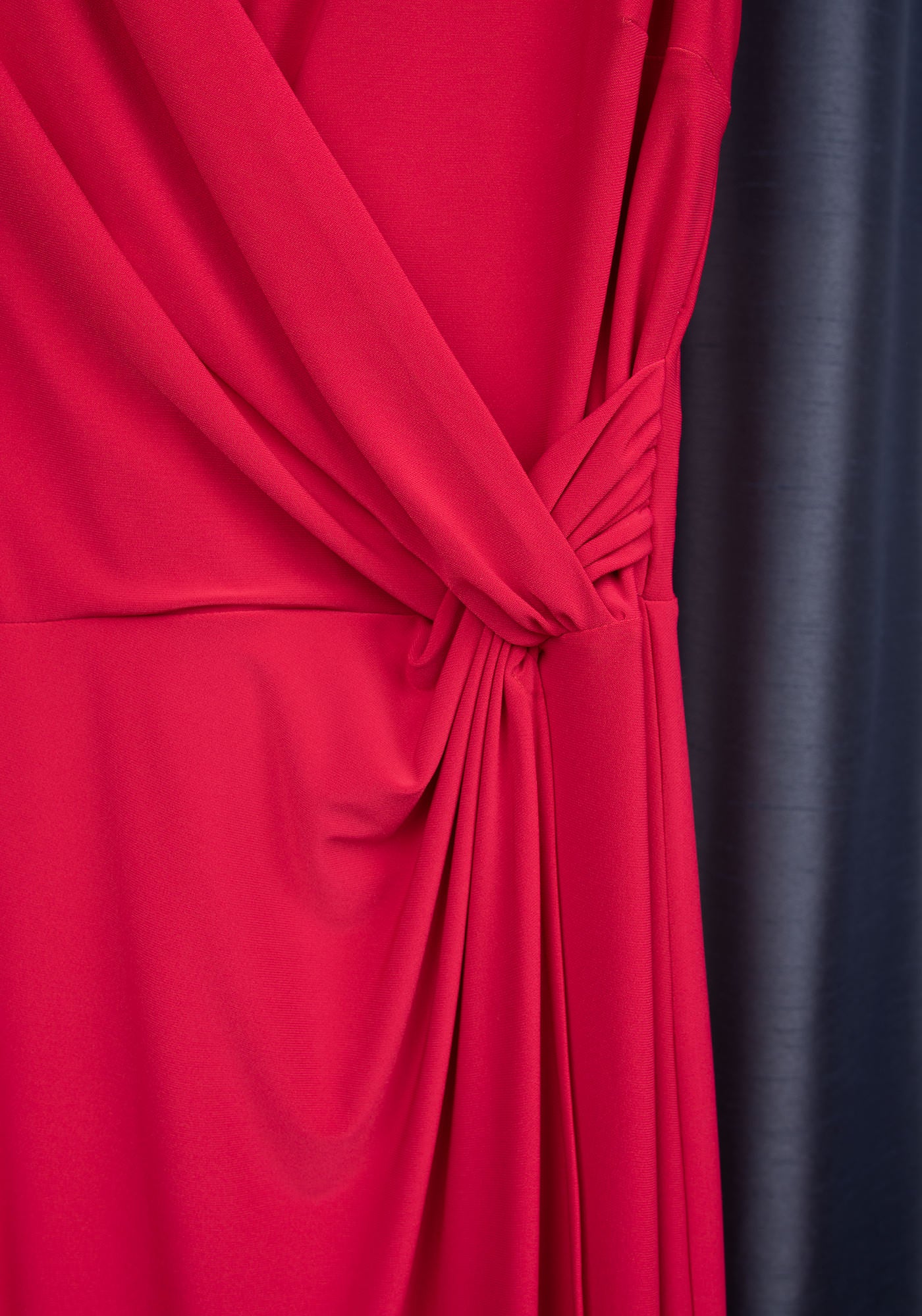 Knitted Gown with Enchanting Drapery in Magenta