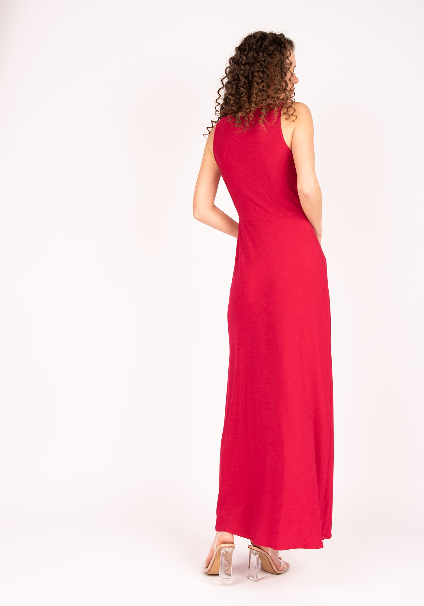 Knitted Gown with Enchanting Drapery in Magenta
