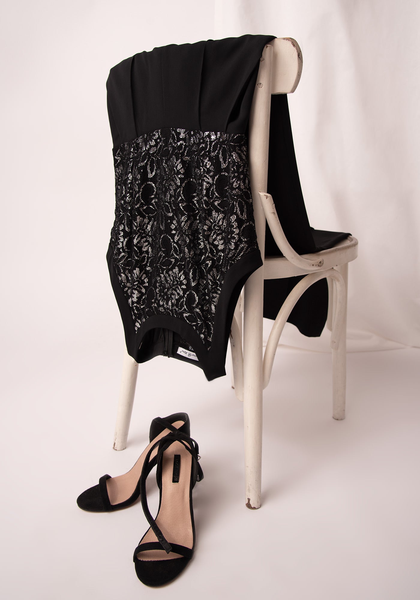 Women's Wide leg Jumpsuit with Lace in Black