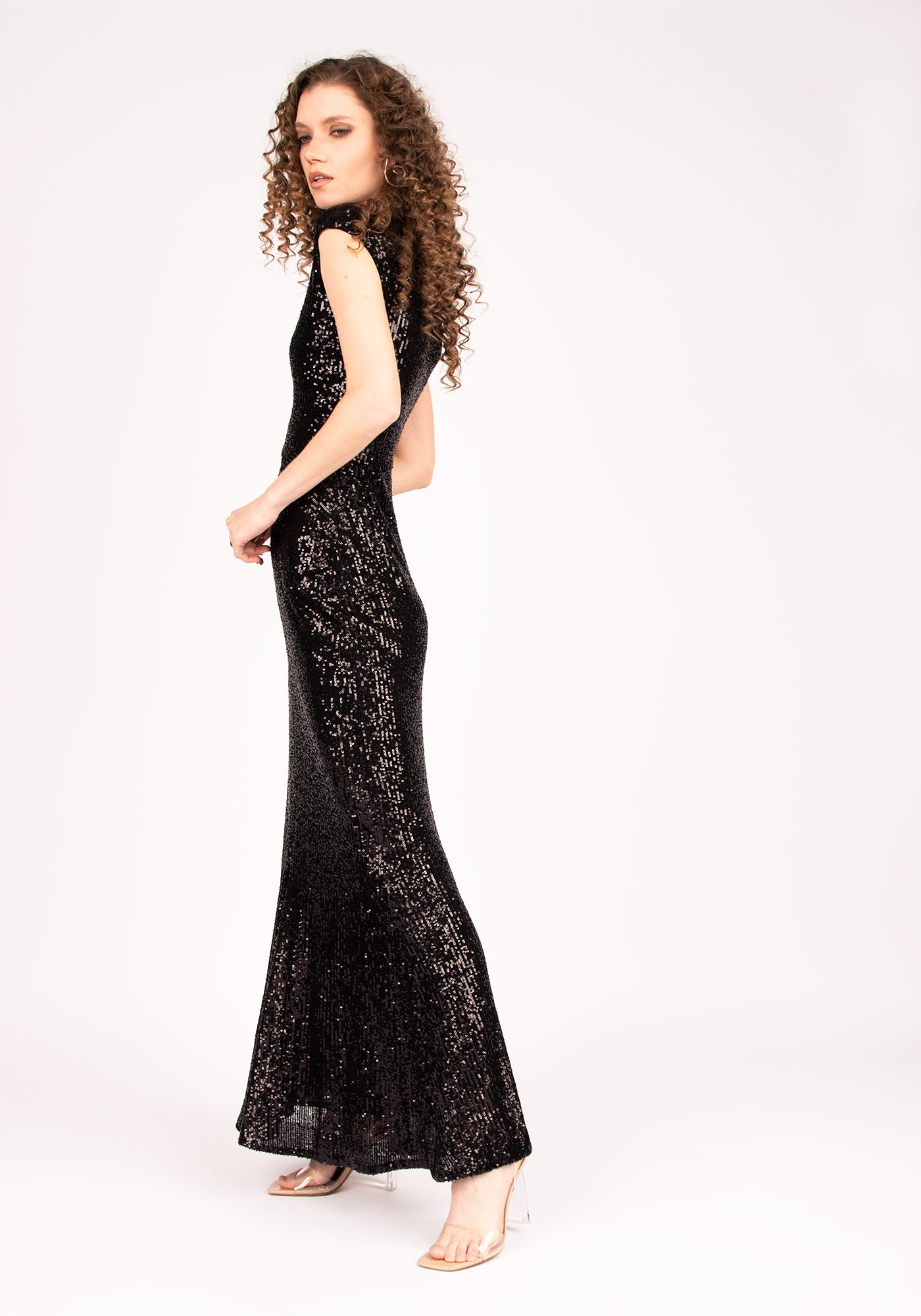 Sequin Embellishment Mermaid Gown in Black