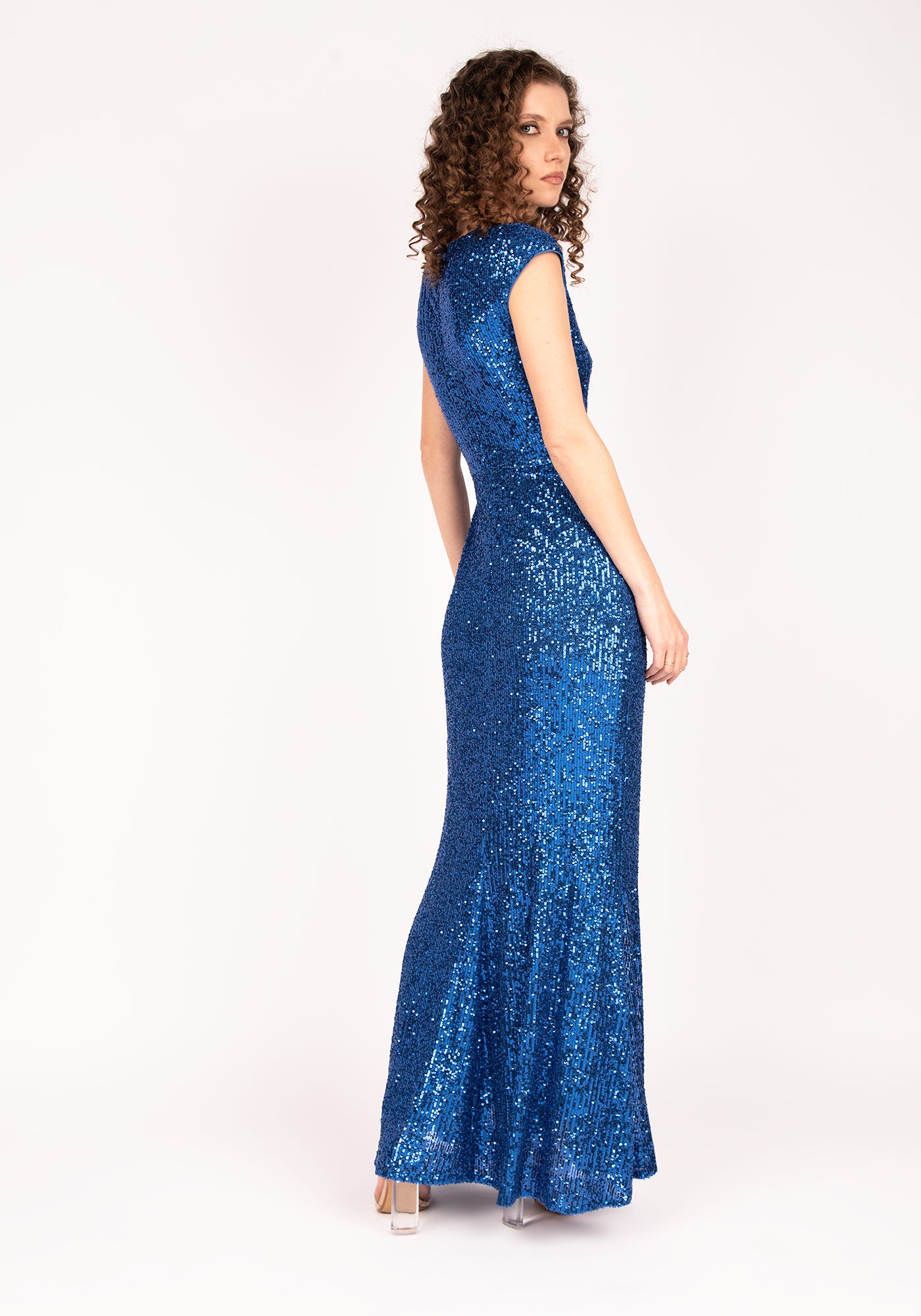Sequin Embellishment Mermaid Gown in Royal blue