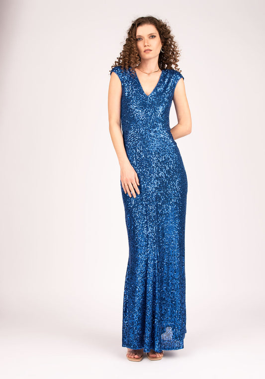 Sequin Embellishment Mermaid Gown in Royal blue