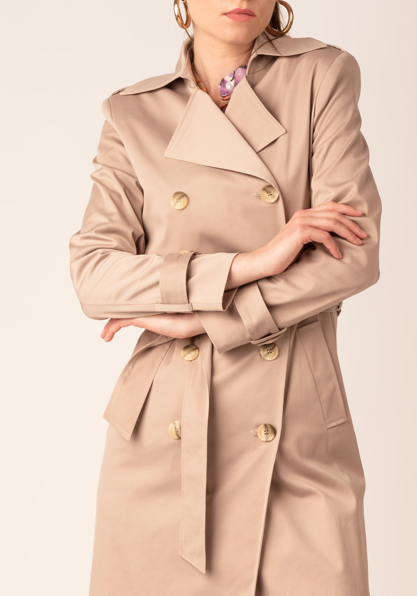 Women's Tailored Double breasted Trench coat in Beige