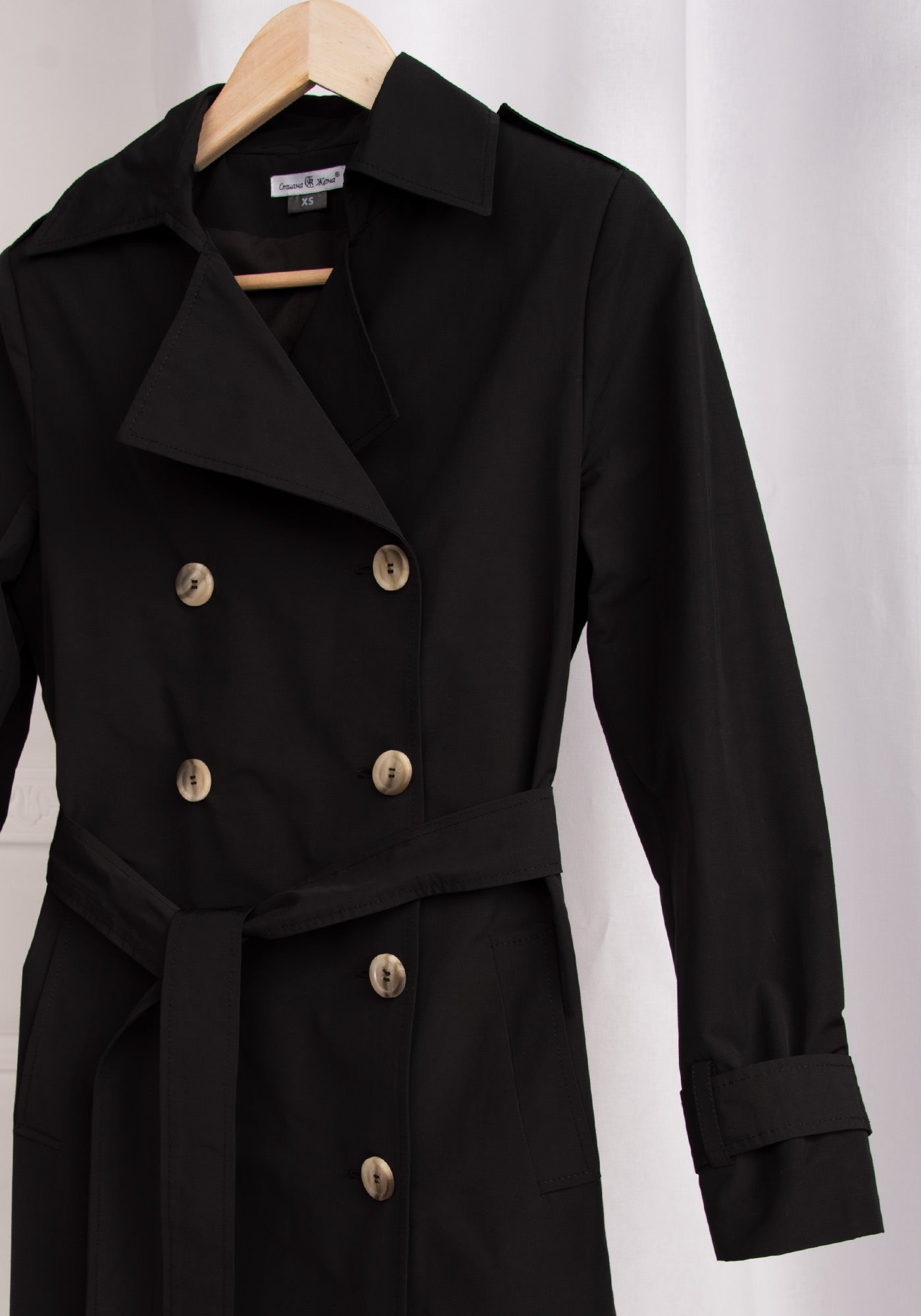 Women's Tailored Double breasted Trench coat in Black