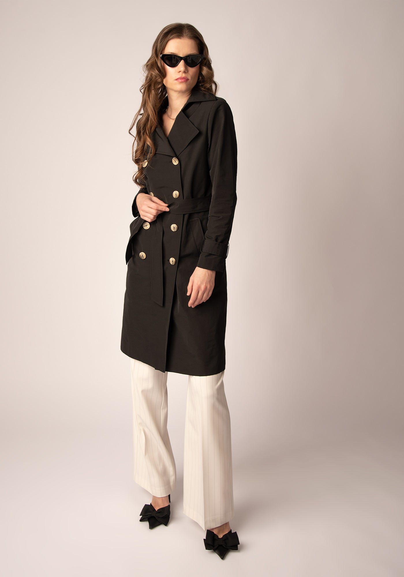 Women's Tailored Double breasted Trench coat in Black