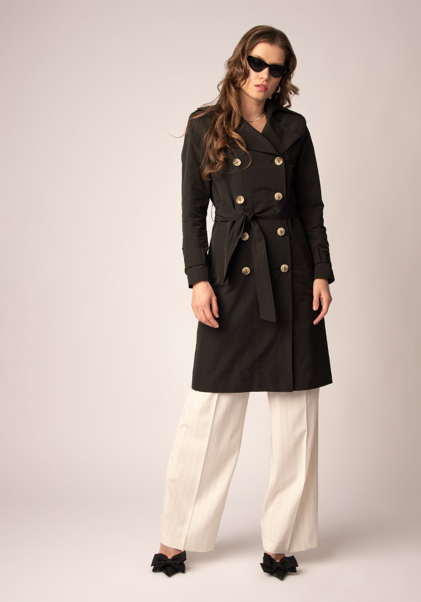 Women's Tailored Double breasted Trench coat in Black