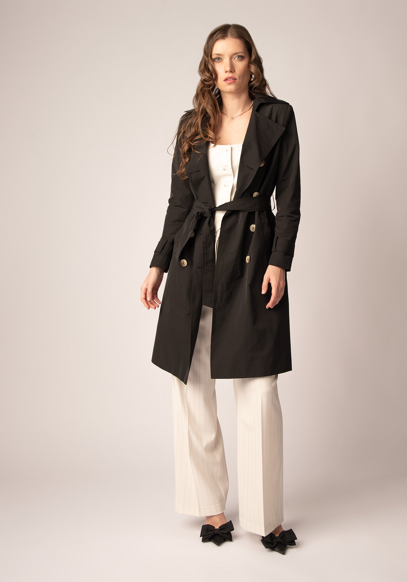 Women's Tailored Double breasted Trench coat in Black