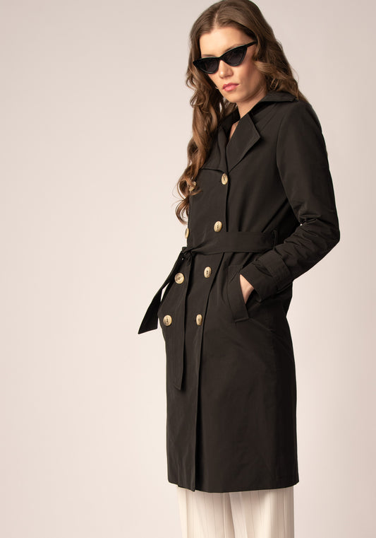 Women's Tailored Double breasted Trench coat in Black