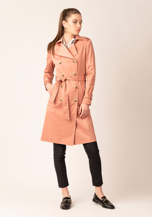 Women's Tailored Double breasted Trench coat in Brick