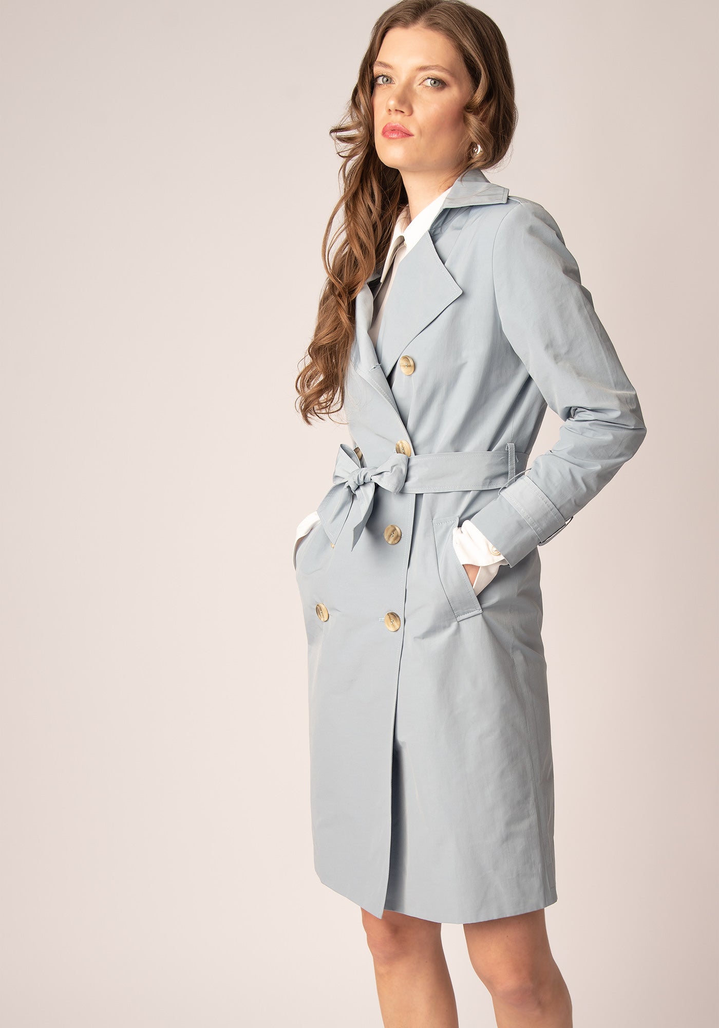 Women's Tailored Double breasted Trench coat in Serenity