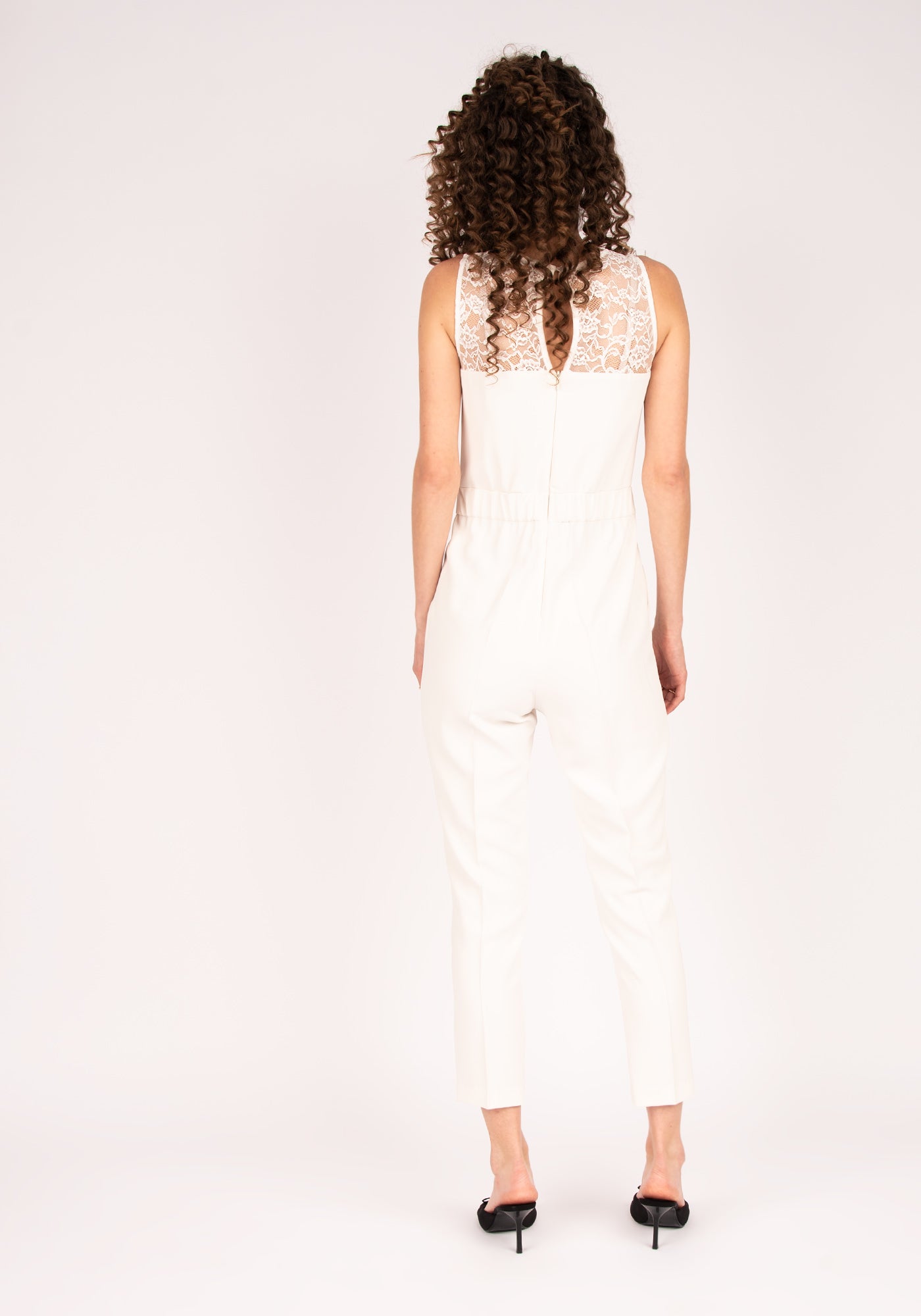 Women's Formal Jumpsuit with Lace Details in Ecru