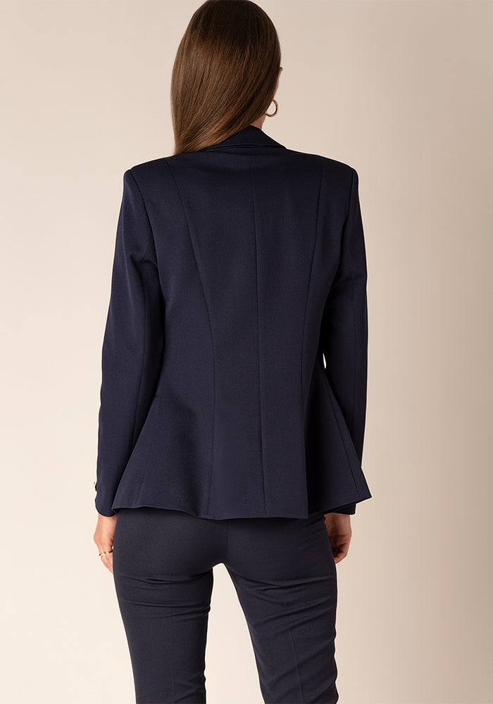 Women's Tailored Single breasted Blazer with Gold buttons in Navy