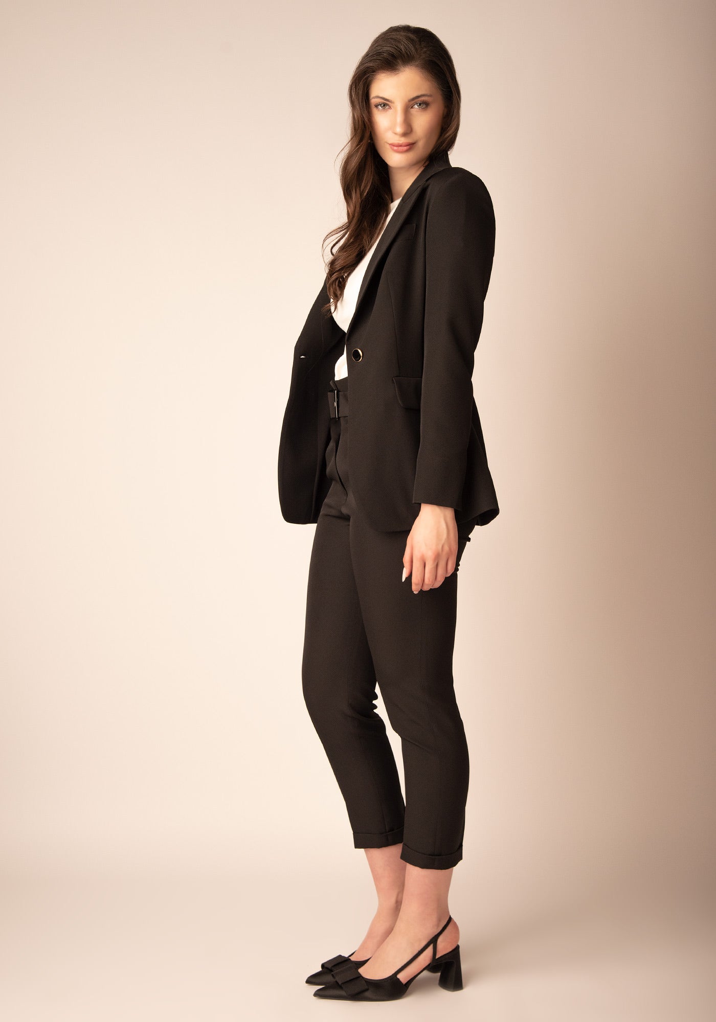 Women's Paper bag Slacks in Black 