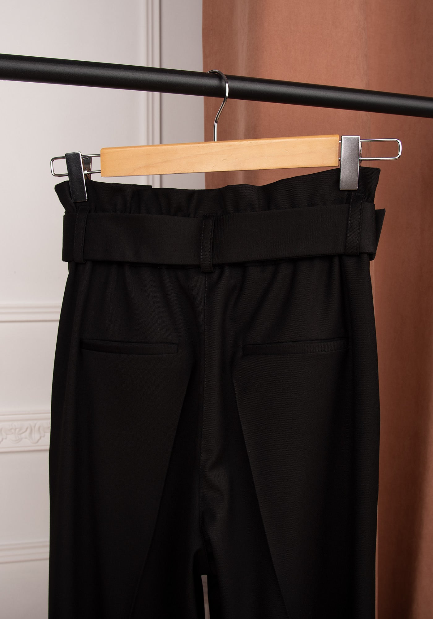 Women's Paper bag Slacks in Black 