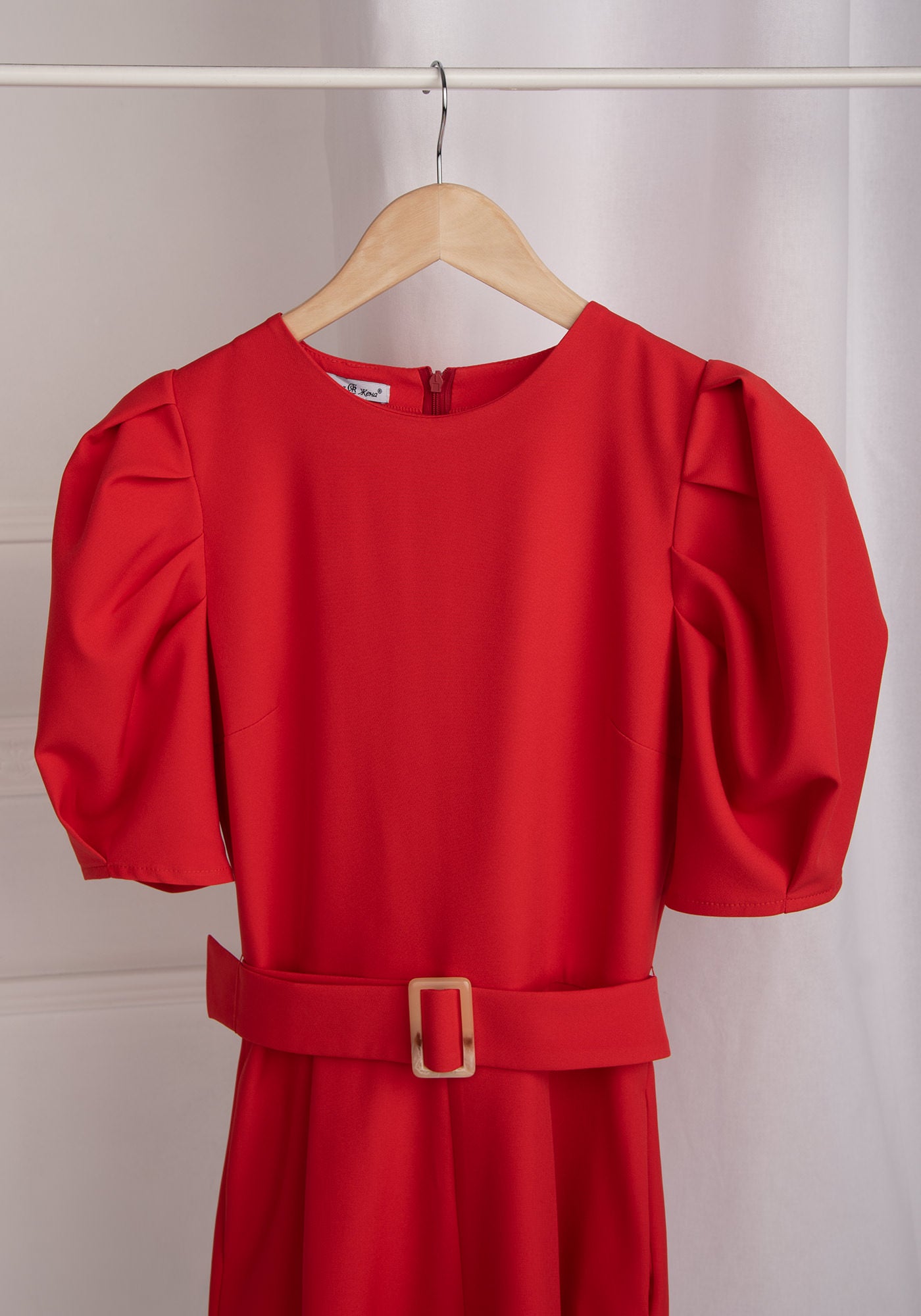 Statement Sleeves Mini Playsuit in Red