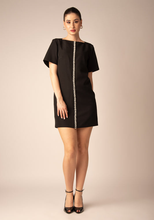 Mini Рокля с Перли в Черно