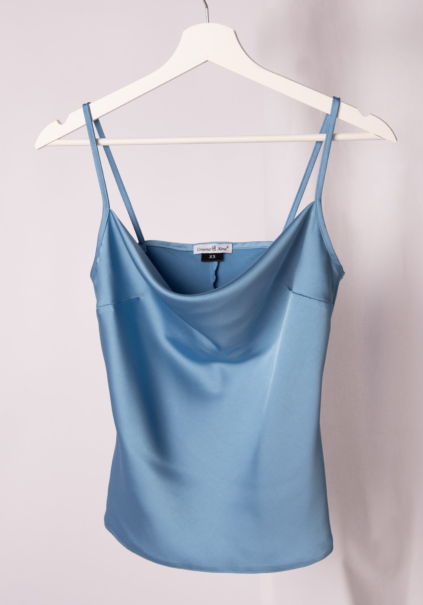 Women's Glossy Satin Spaghetti Straps Cami in Light blue