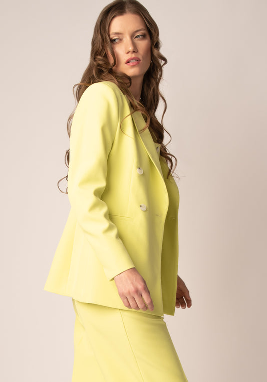 Women's Tailored Double breasted Blazer in Lime