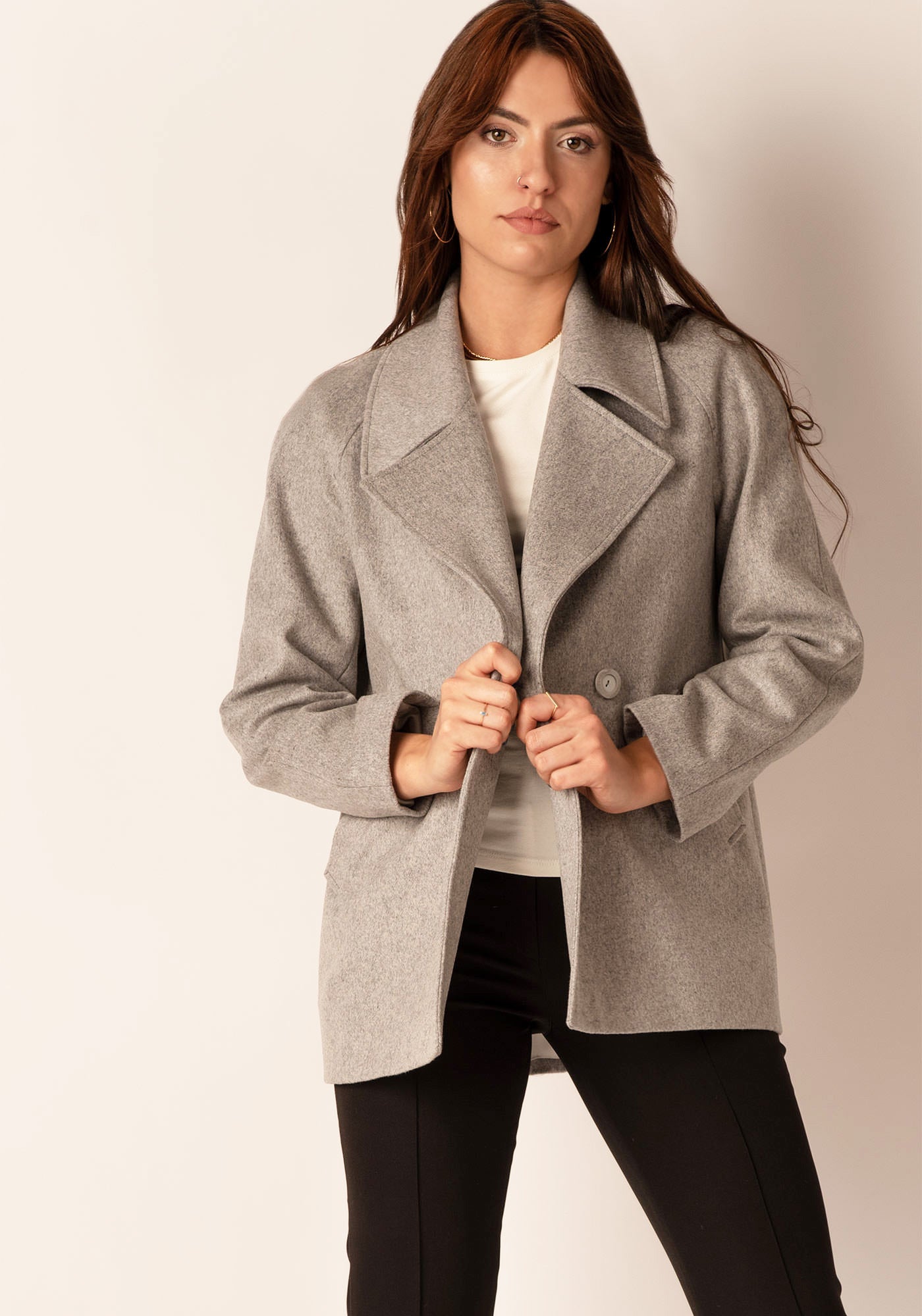 Women's Oversized Wool blend Coat in Mid Grey