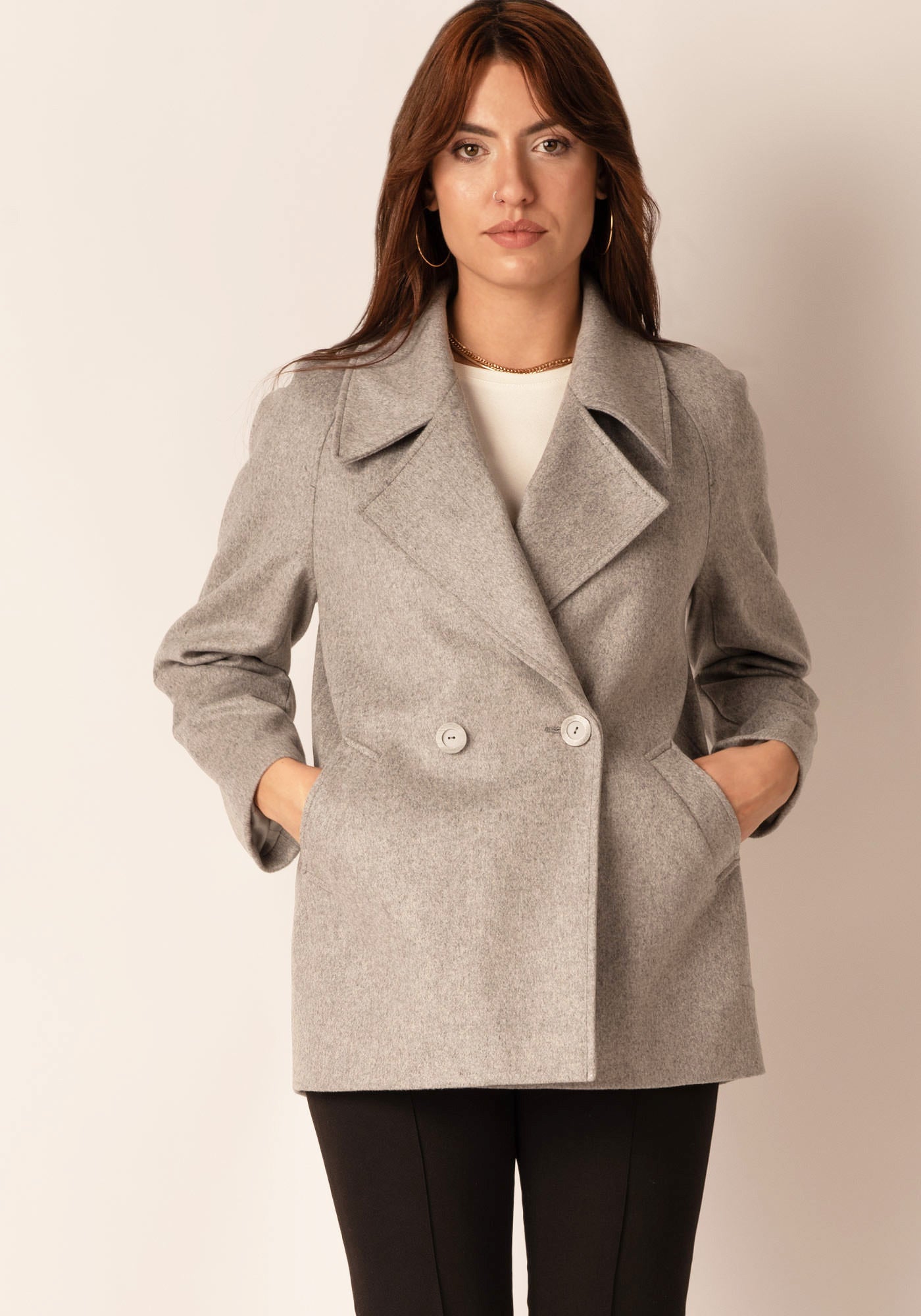 Women's Oversized Wool blend Coat in Mid Grey