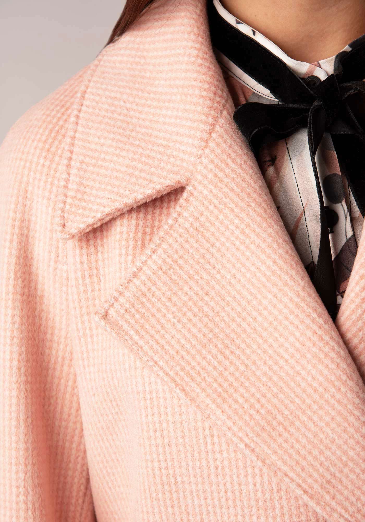 Women's Oversized Cashmere blend Coat in Pink houndstooth
