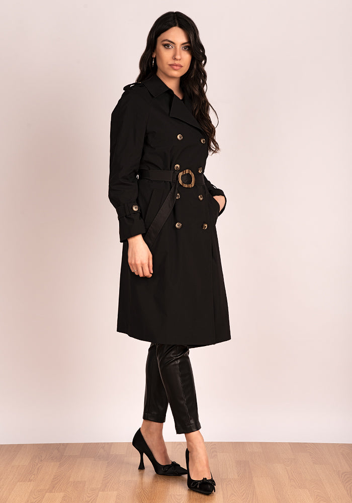 Lightweight Women's Oversized Trench Coat in Black
