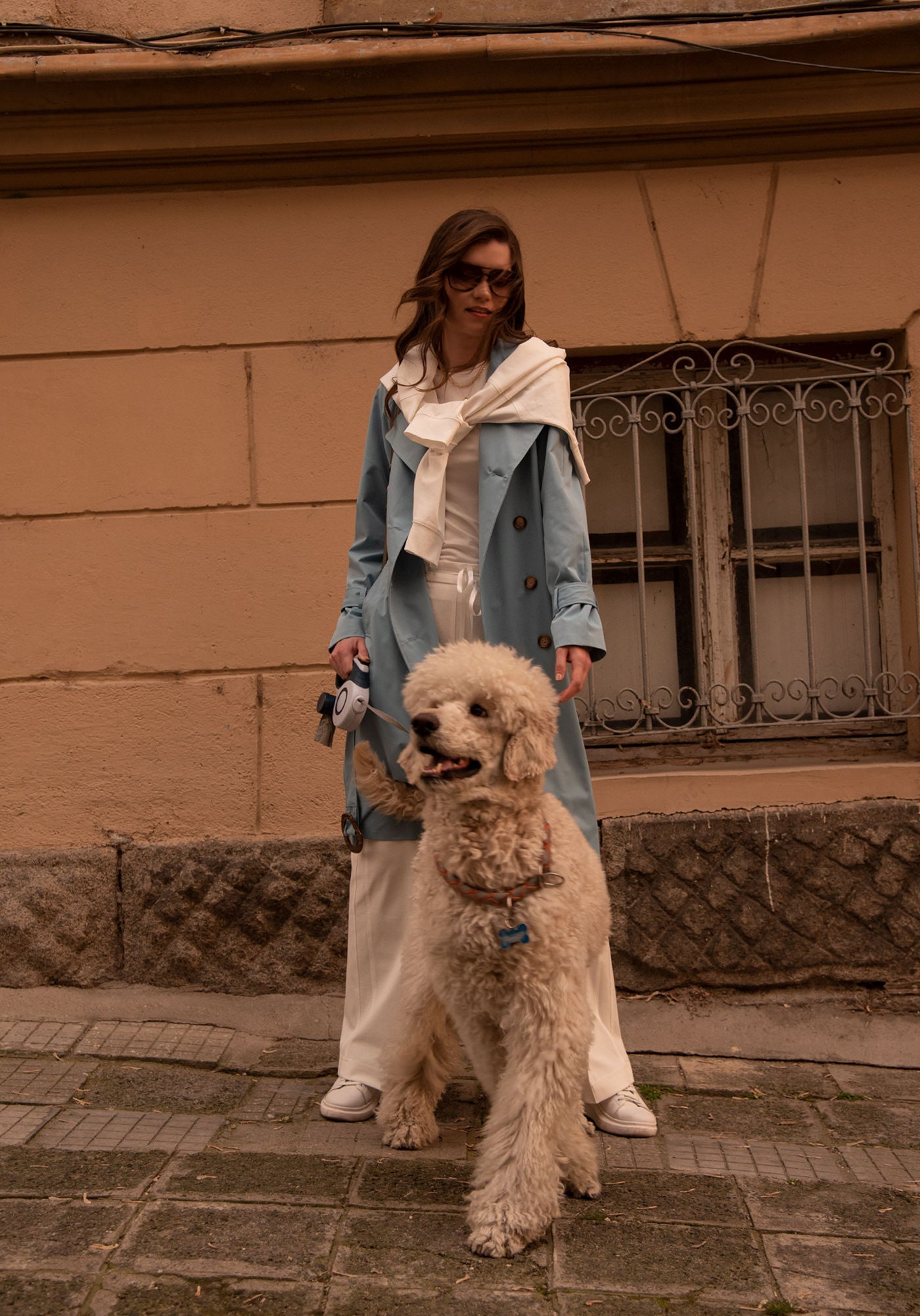 Lightweight Women's Oversized Trench Coat in Light blue