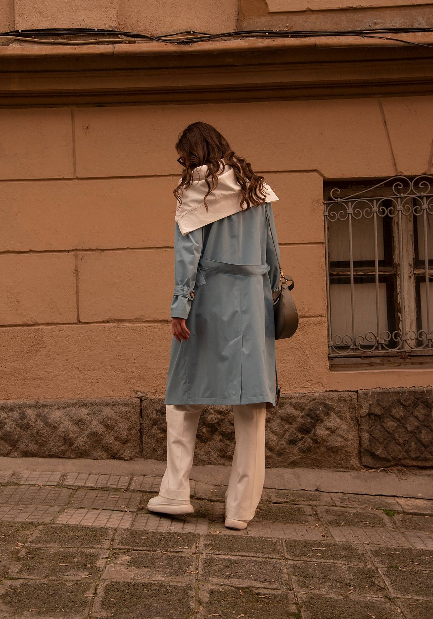 Lightweight Women's Oversized Trench Coat in Light blue