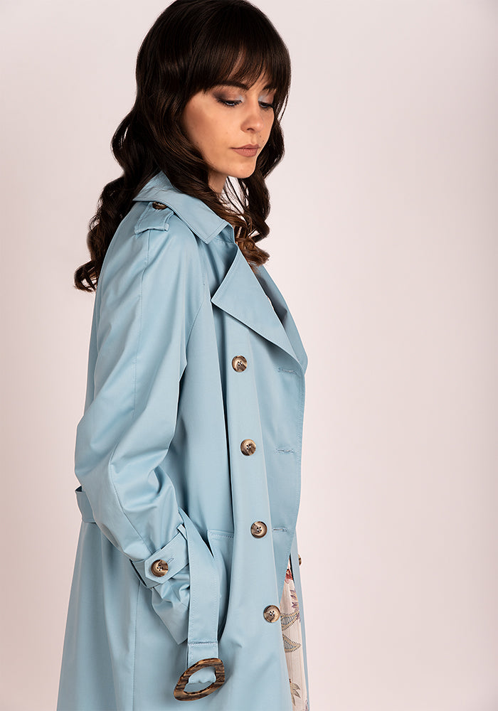 Lightweight Women's Oversized Trench Coat in Light blue